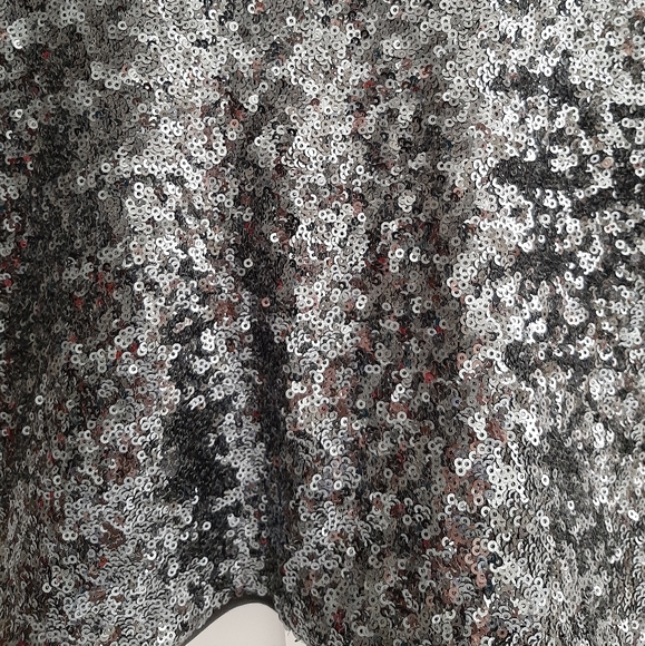 ☀️ Forever 21 Silver Sequined Crop Knit Top Sz Large NWT - Picture 6 of 6